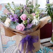 Scented stocks and Roses